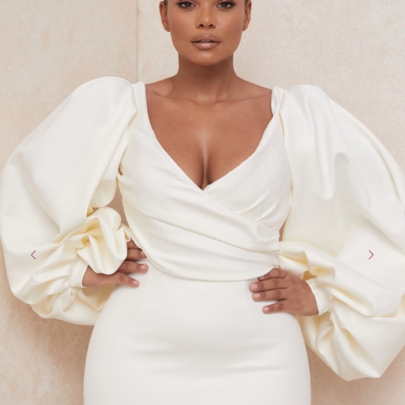 House of CB Ivory Off-Shoulder Long Sleeve Dress - Picture 2 of 6